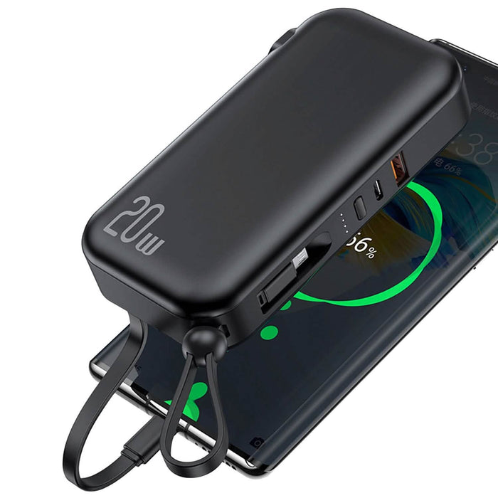 10000mAh Portable Charger with US Plug 3 Inbuilt Cables by DailySale