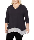 Style Co. Womens Mixed Media Pullover Blouse, Size 2X by Vanessa Jane