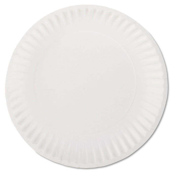 AJM Packaging Corporation White Paper Plates, 9" dia, 100/Pack