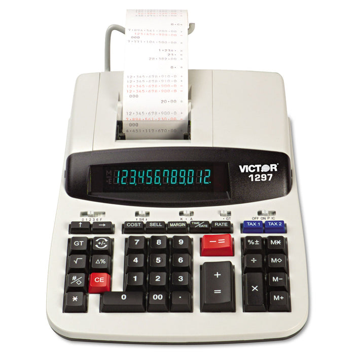 Victor 1297 Two-Color Commercial Printing Calculator, Black/Red Print, 4.5 Lines/Sec
