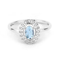0.44 Carat Genuine Aquamarine and White Diamond 14K White Gold Ring by Bids.com