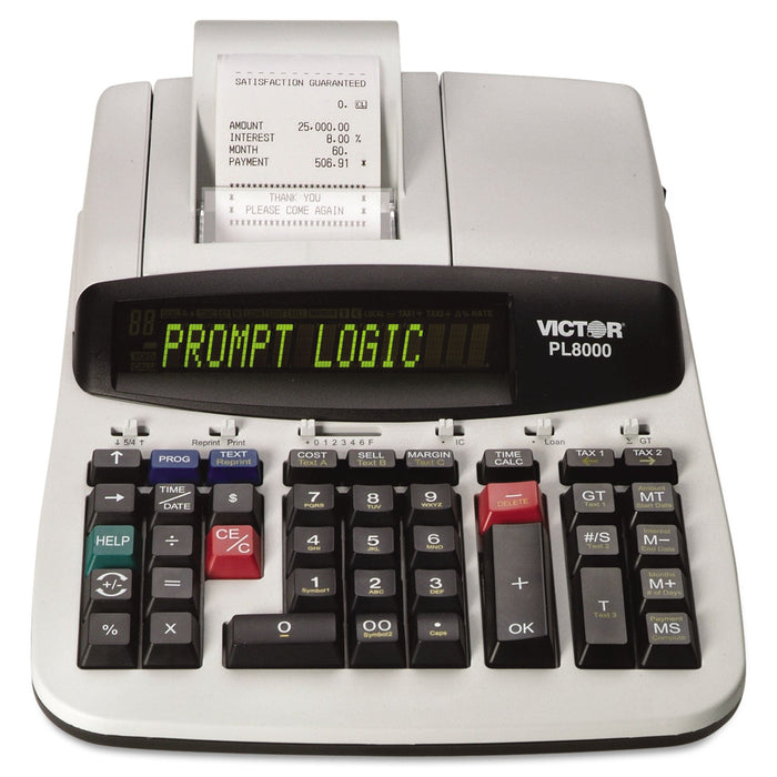 Victor PL8000 One-Color Prompt Logic Printing Calculator, Black Print, 8 Lines/Sec
