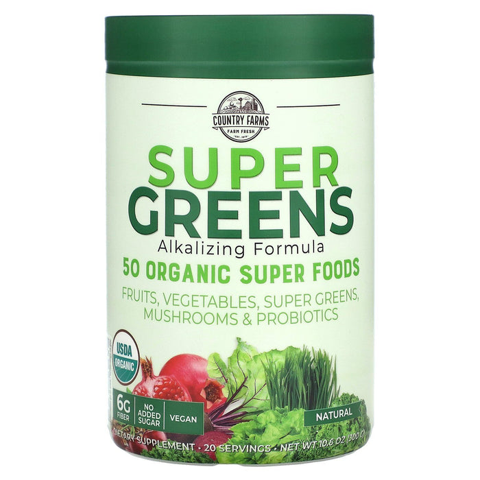 Country Farms Super Greens Drink Powder, Natural Flavor, 10.6 Oz by Pasteur Pharmacy