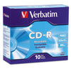 Verbatim CD-R Recordable Disc, 700 MB/80 min, 52x, Slim Jewel Case, Silver, 10/Pack