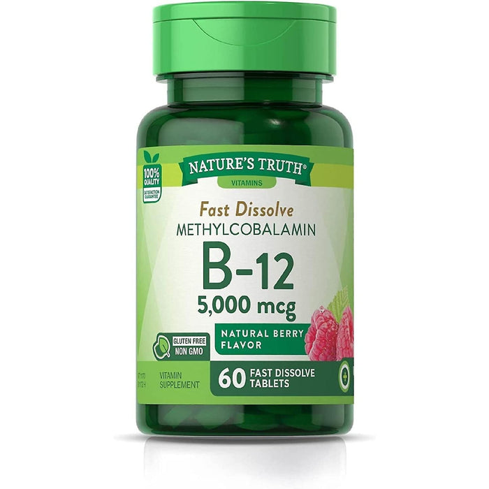 Nature's Truth Vitamin B-12, 5000 Mcg, Fast Dissolve Tablets, Natural Berry Flavor by Pasteur Pharmacy