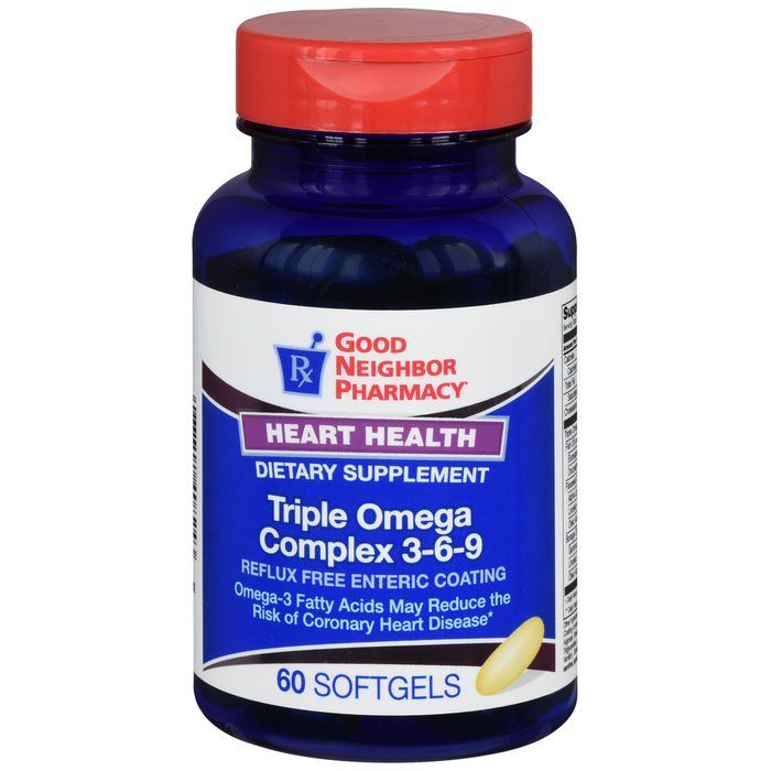 GNP Triple Strength Omega 3-6-9 Complex, Enteric Coated Softgels (60 Count) by Pasteur Pharmacy