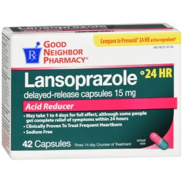 GNP Lansoprazole 15 mg Delayed-Release Capsules (Acid Reducer, 42 Count) by Pasteur Pharmacy