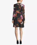 ECI Tie Neck Printed Floral Chiffon Fit and Flare Dress, Size 8 by Vanessa Jane