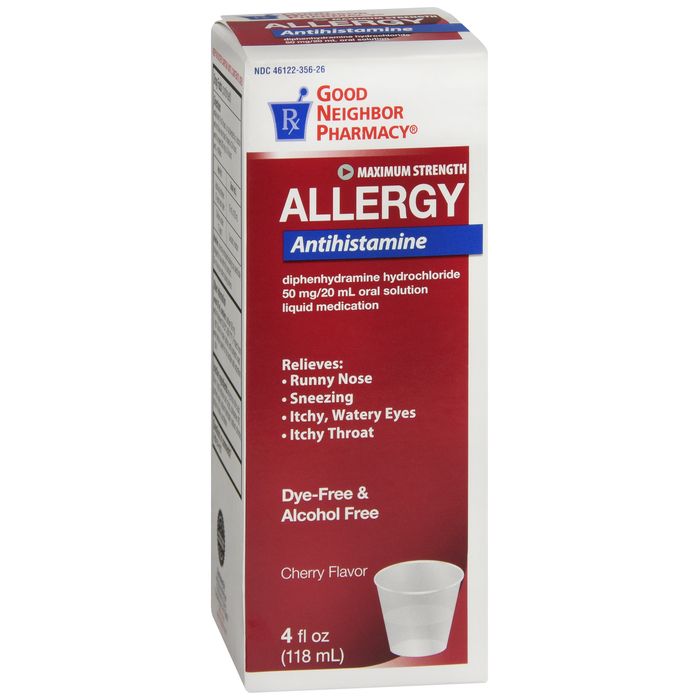 GNP Diphenhydramine Liquid, Dye-Free, 50 mg/Dose, Cherry Flavor, 4 fl oz by Pasteur Pharmacy