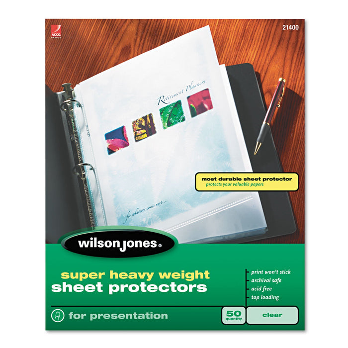 Wilson Jones Top-Loading Super Heavy Sheet Protectors, Letter, 50/Box