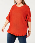 Ny Collection Womens Sweater Plus Tunic Ruffled Hem, Size 1X by Vanessa Jane