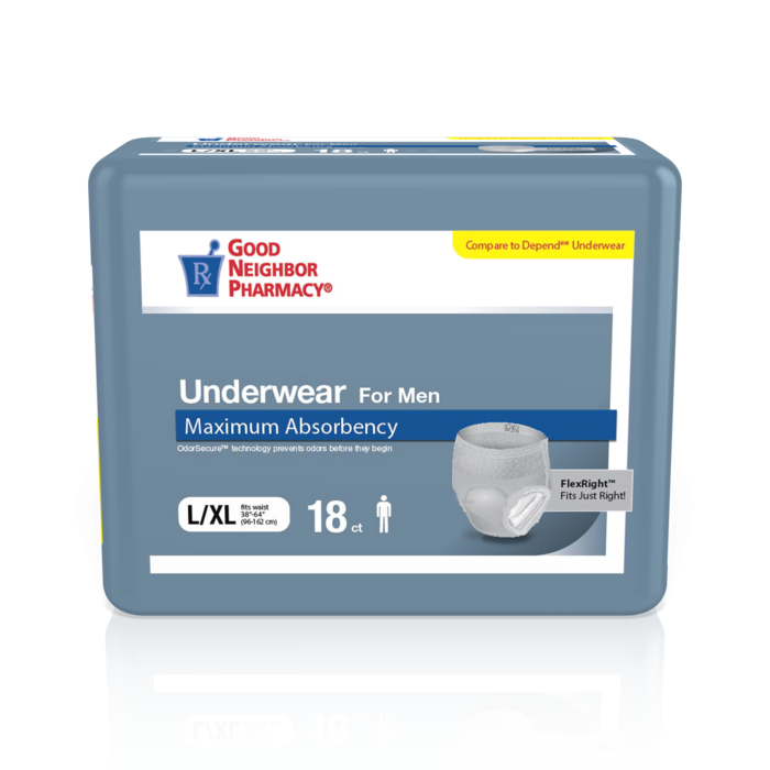 GNP Men's Max Absorbency Underwear, Size L/XL (4 Bags of 18 Count) by Pasteur Pharmacy