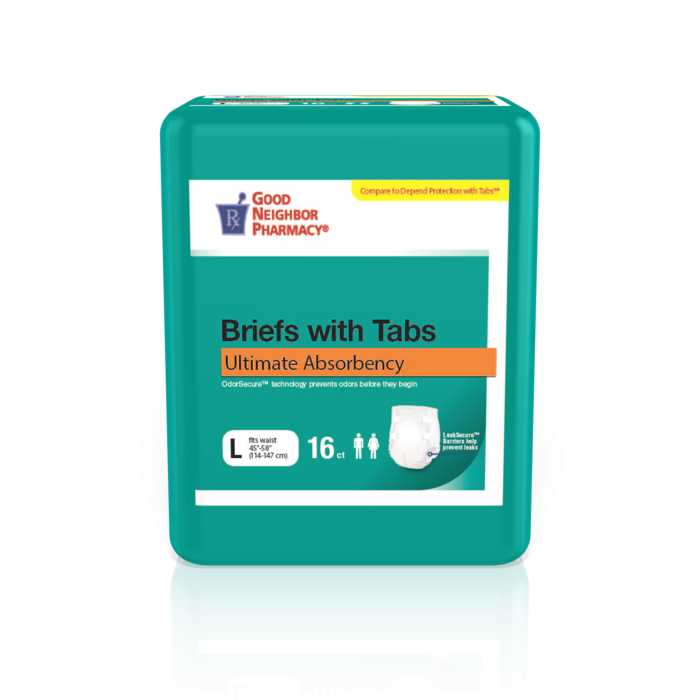 GNP Ultimate Absorbency Adult Briefs, Large, with Tabs (64 Count Case) by Pasteur Pharmacy