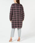 NY Collection Plus Size Jacquard Plaid Cardigan, Size 1X by Vanessa Jane