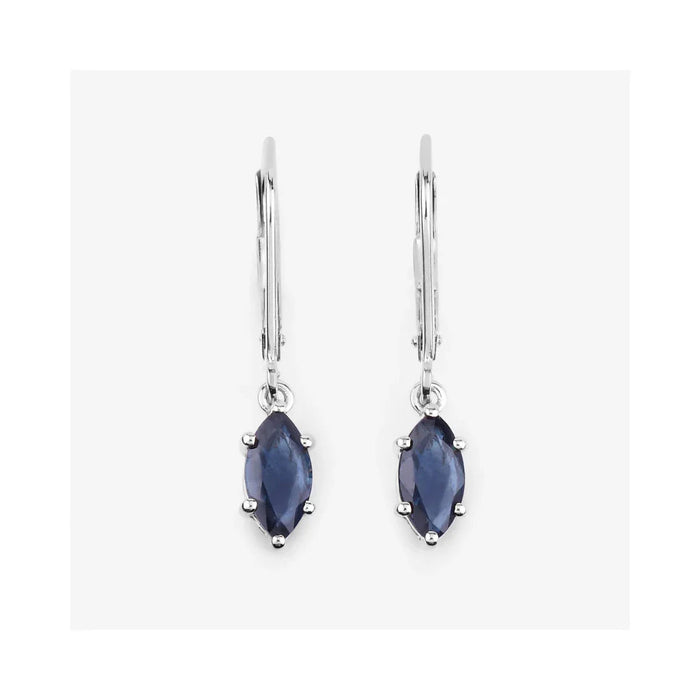 1.20 Ct Marquise Blue Sapphire Prong 10K Gold Dangle Earrings by Fine Color Jewels