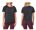 Paige Slashed Short Sleeve T-Shirt in Black, Size Small by Vanessa Jane