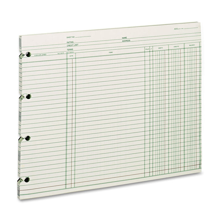 Wilson Jones Accounting Sheets, 9.25 x 11.88, Green, Loose Sheet, 100/Pack