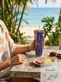 Starbucks Floral & Leaves Purple Plastic Tropical Cold Cup 24Oz by Vanessa Jane