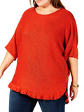 Ny Collection Womens Sweater Plus Tunic Ruffled Hem, Size 1X by Vanessa Jane