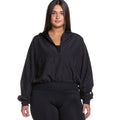 Soffe Womens Plus Size Curves Squad 1/4 Zip Cropped Hoodie by Vanessa Jane