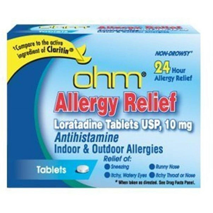 Ohm Loratadine 10mg Non-Drowsy Allergy Relief, 24-Hour Antihistamine, 500 Tablets by Pasteur Pharmacy