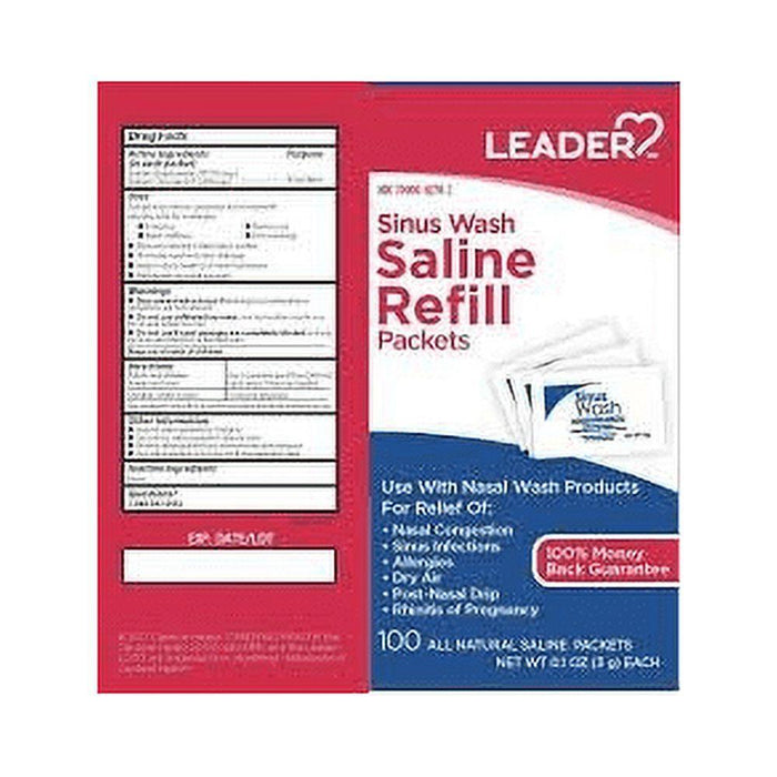 Leader Sinus Wash Saline Refill Packets - 100ct by Pasteur Pharmacy