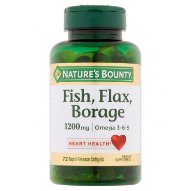 Nature's Bounty Fish, Flax, Borage, 1200 Mg, Rapid Release Softgels by Pasteur Pharmacy