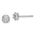 14K White Gold Lab Diamond Cushion Halo Stud Earrings by Fine Color Jewels