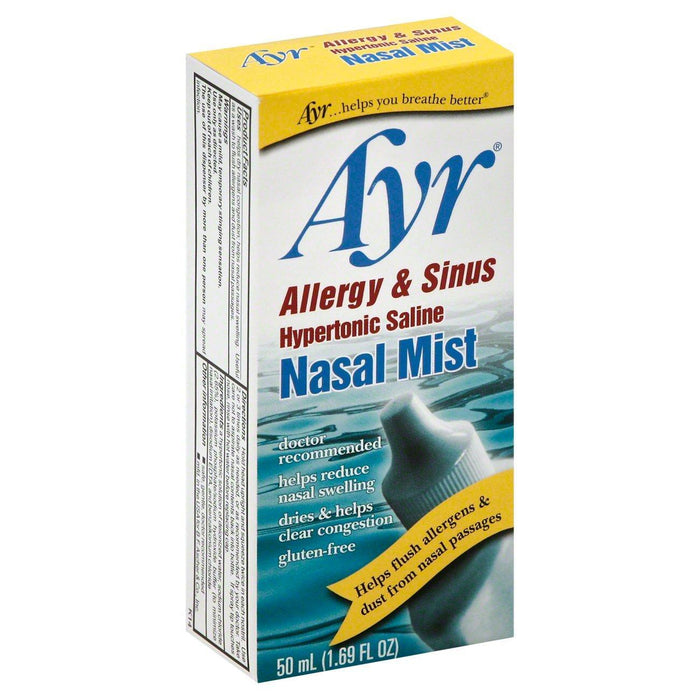 Ayr Saline Nasal Mist, Allergy & Sinus Relief, Drug-Free Nasal Spray, 50 mL (1.7 fl oz) by Pasteur Pharmacy