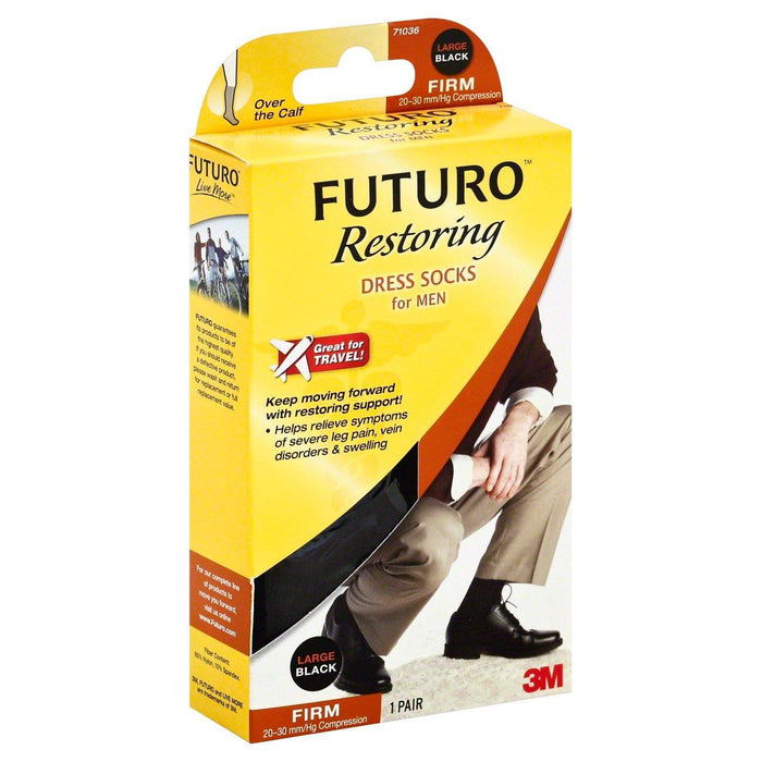 Futuro Restoring Dress Socks For Men Large Black Firm Compression by Pasteur Pharmacy