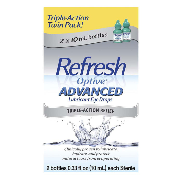 Refresh Optive Drops Advanced Sterile Eye Drops 2 Ct x0.34 Oz by Pasteur Pharmacy