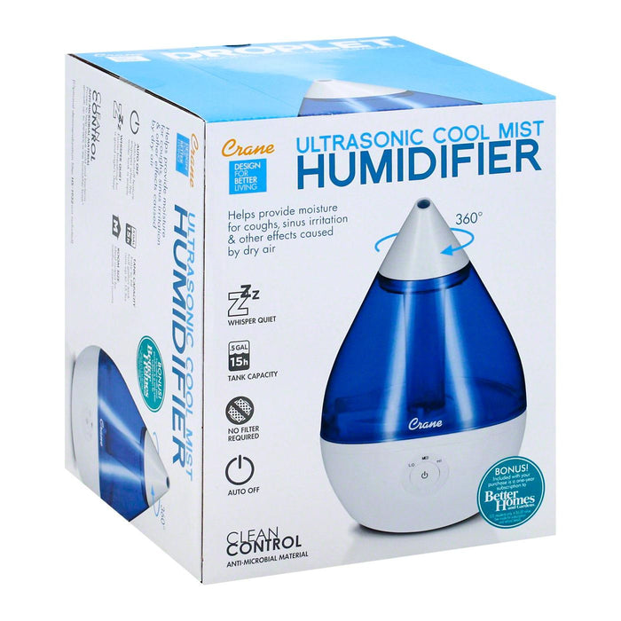 Crane Droplet Ultrasonic Cool Mist Humidifier - Blue/White by Pasteur Pharmacy