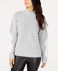 I.N.C Lace-Sleeve Mock-Neck Sweater, Size Petite Medium by Vanessa Jane