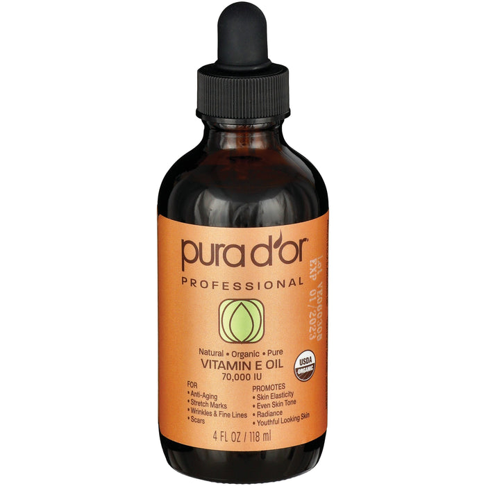 PURA D'OR® Professional Organic Vitamin E Oil Blend – 70,000 IU (4 oz) by Pasteur Pharmacy