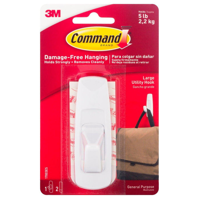 Command Large Utility Hook, White, 1 Hook & 2 Strips – Damage-Free Wall Hanging, Holds up to 5 lbs by Pasteur Pharmacy