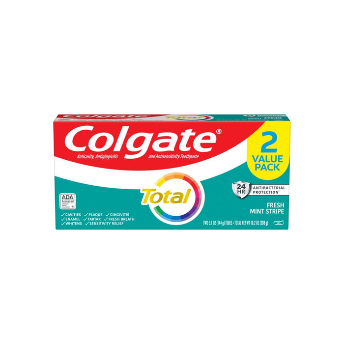 Colgate Toothpaste, Fresh Mint Stripe, 2 Value Pack, Gel by Pasteur Pharmacy
