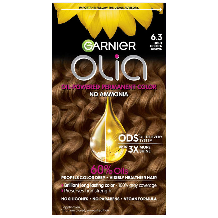 Garnier Olia Oil Powered Permanent Hair Color - 6.3 Light Golden Brown by Pasteur Pharmacy
