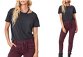 Paige Slashed Short Sleeve T-Shirt in Black, Size Small by Vanessa Jane