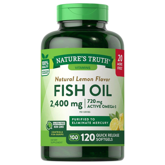 Nature's Truth Fish Oil, 2400 Mg, Quick Release Softgels, Natural Lemon Flavor by Pasteur Pharmacy