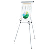 Universal 3-Leg Telescoping Easel with Pad Retainer, Adjusts 34" to 64", Aluminum, Silver