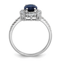 1.45 Ct Oval Blue Lab Created Sapphire and Cubic Zirconia Prong Silver Halo Statement Pave Bridge Ring by Fine Color Jewels