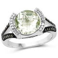 3.59 Carat Genuine Green Amethyst, Green Diamond & White Diamond .925 Sterling Silver Ring by Bids.com