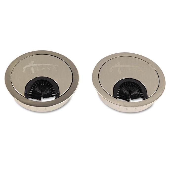 Alera Valencia Series Optional Grommets, 2.63" Diameter, Silver Metal, 2/Pack