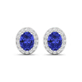 Genuine Tanzanite and Diamond Studs Earrings by Fine Color Jewels