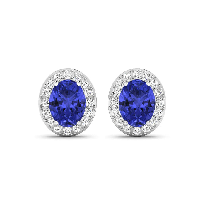 Genuine Tanzanite and Diamond Studs Earrings by Fine Color Jewels
