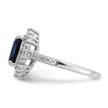 1.45 Ct Oval Blue Lab Created Sapphire and Cubic Zirconia Prong Silver Halo Statement Pave Bridge Ring by Fine Color Jewels