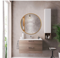 Neu-Type Medium Round Gold Shelves and Drawers Modern Mirror (24 In. H x 24 In. by Vanessa Jane