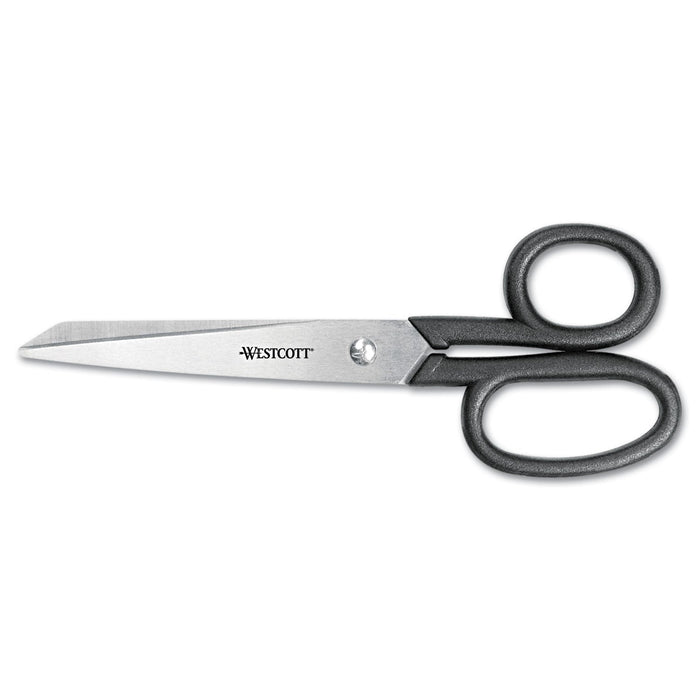 Westcott Kleencut Stainless Steel Shears, 7" Long, 3.31" Cut Length, Black Straight Handle