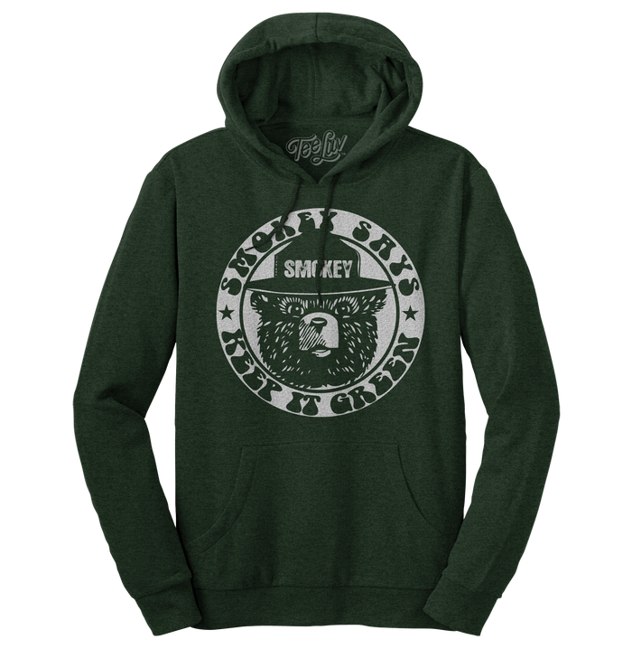 Smokey "Keep it Green" Pullover Hooded Sweatshirt - Green by Tee Luv