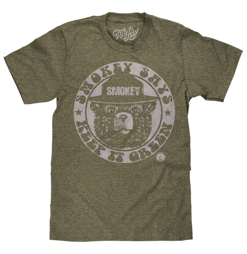Smokey Bear Keep it Green Logo T-Shirt - Green by Tee Luv
